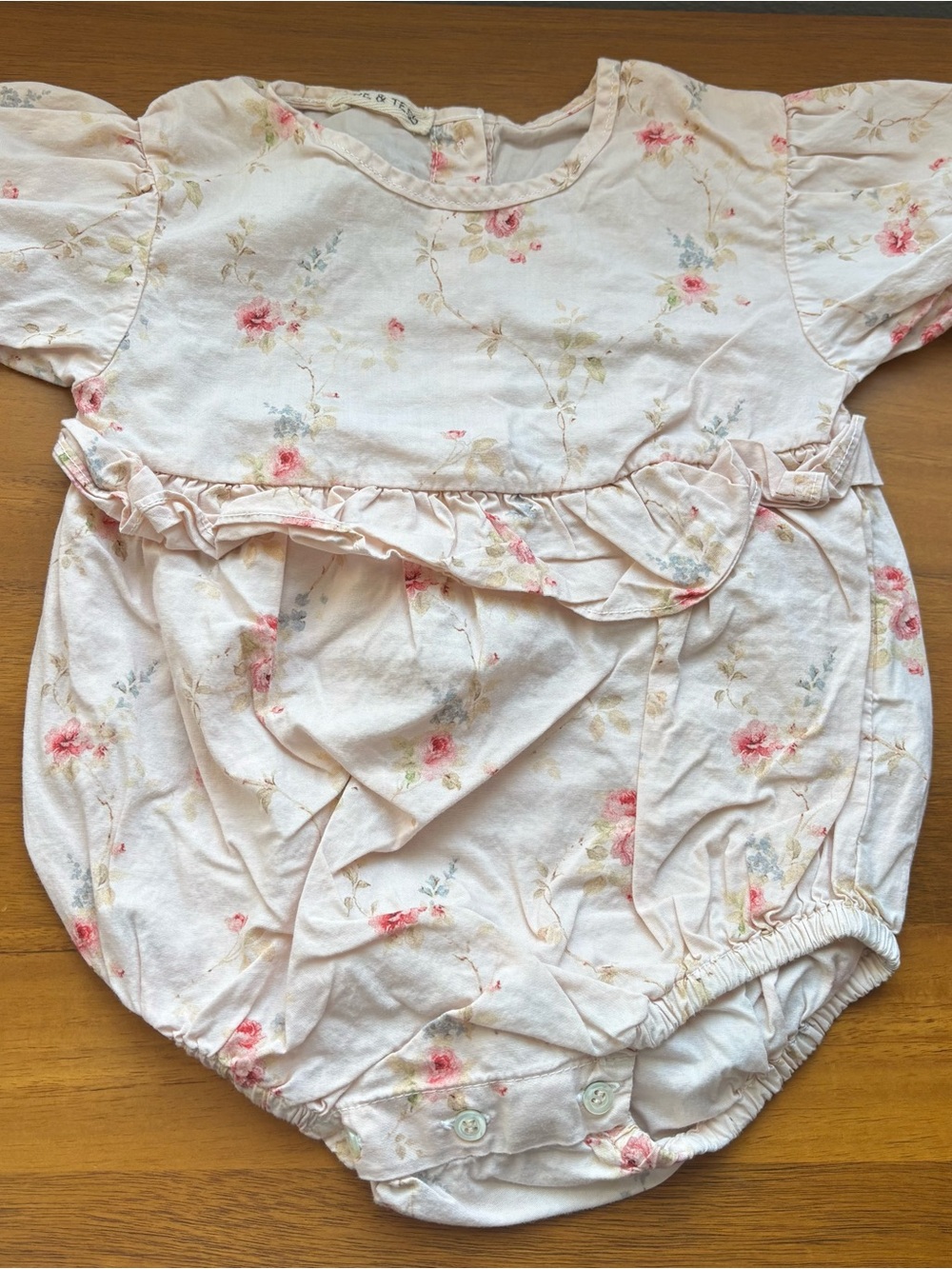 Babe & Tess rose Floral Ruffle Romper